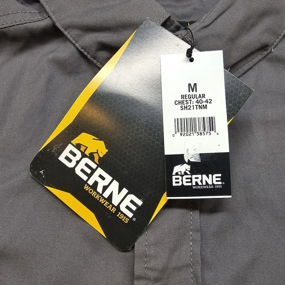 Berne Workwear‎ Men's M Button Down Work Shirt Gray Long Sleeve Utility NEW